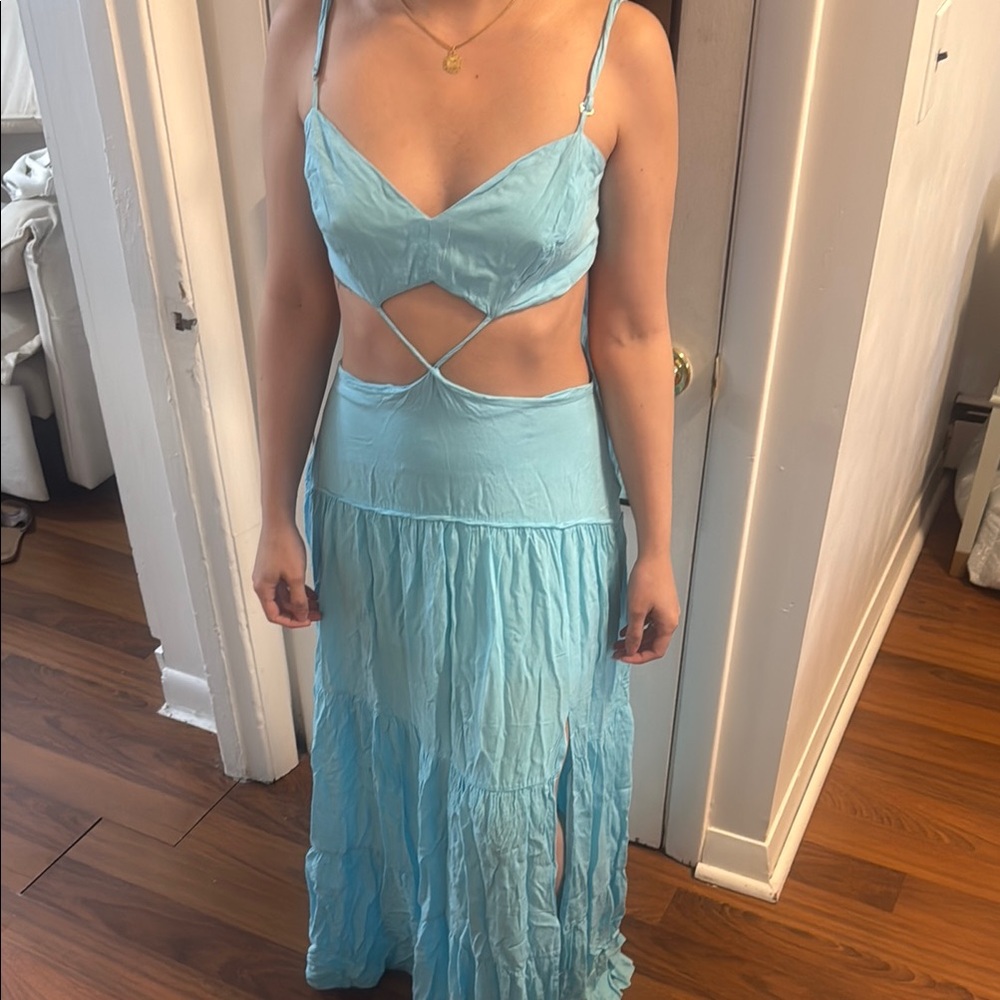 Light Blue Strappy Maxi Dress